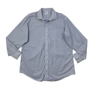 Brooks Brothers Shirt Mens 17.5 White Storm Supima Cotton Regent Non Iron Check